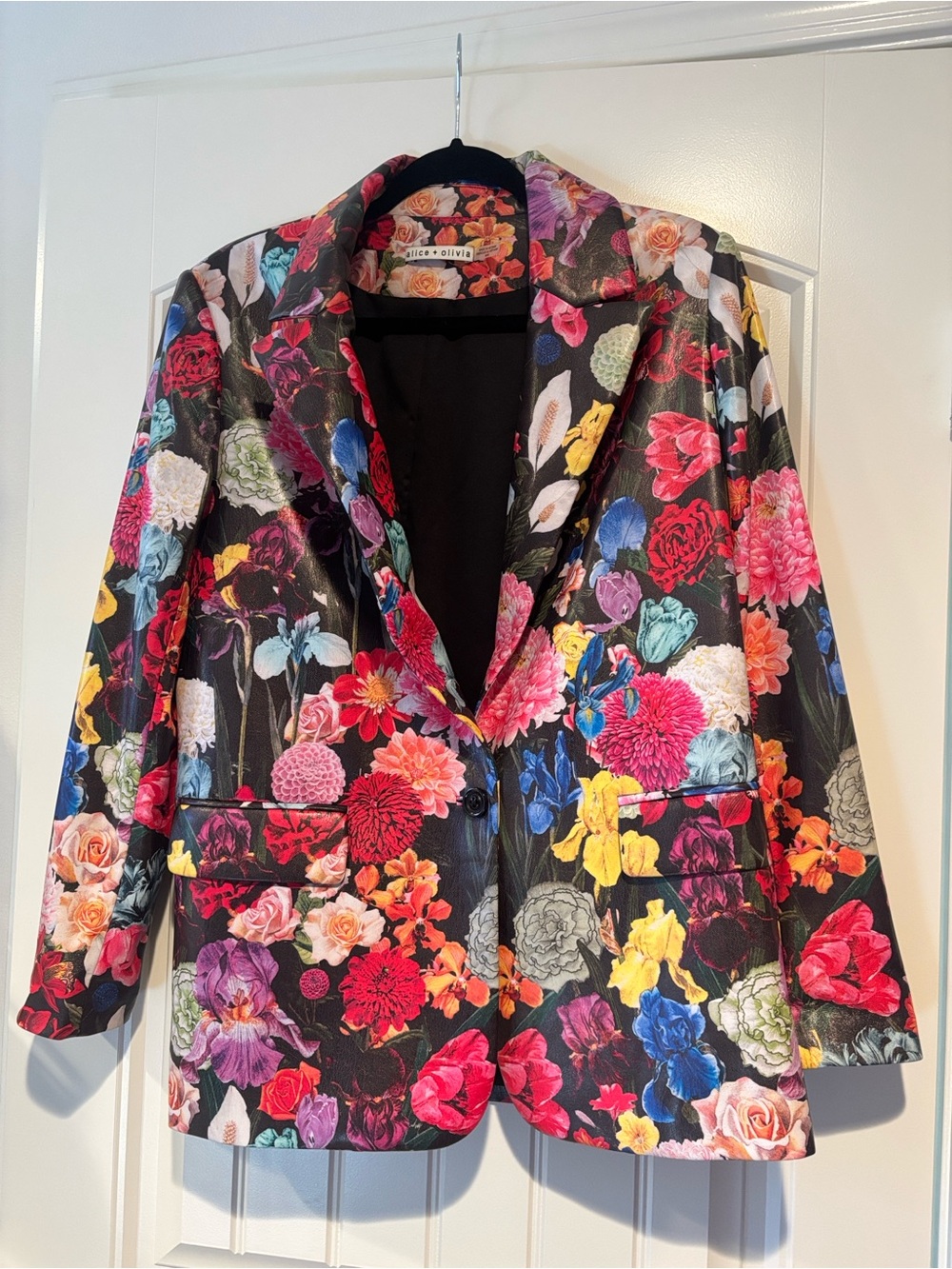 Alice + Olivia Black Blazer with Vibrant Floral Print